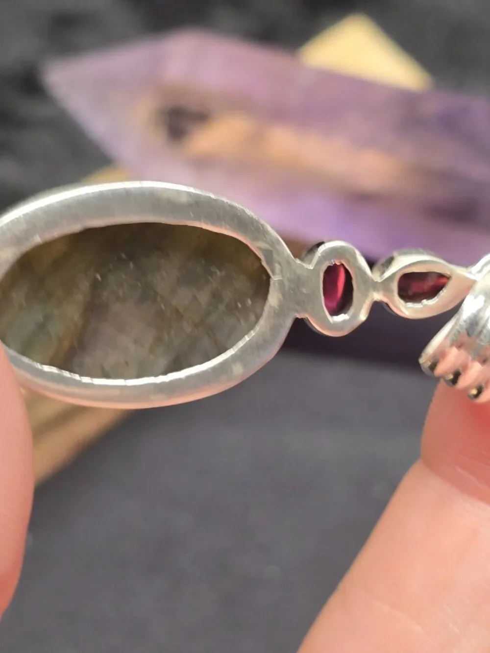 Ruby & Labradorite Pendant, Natural Gemstone Crystal Jewelry